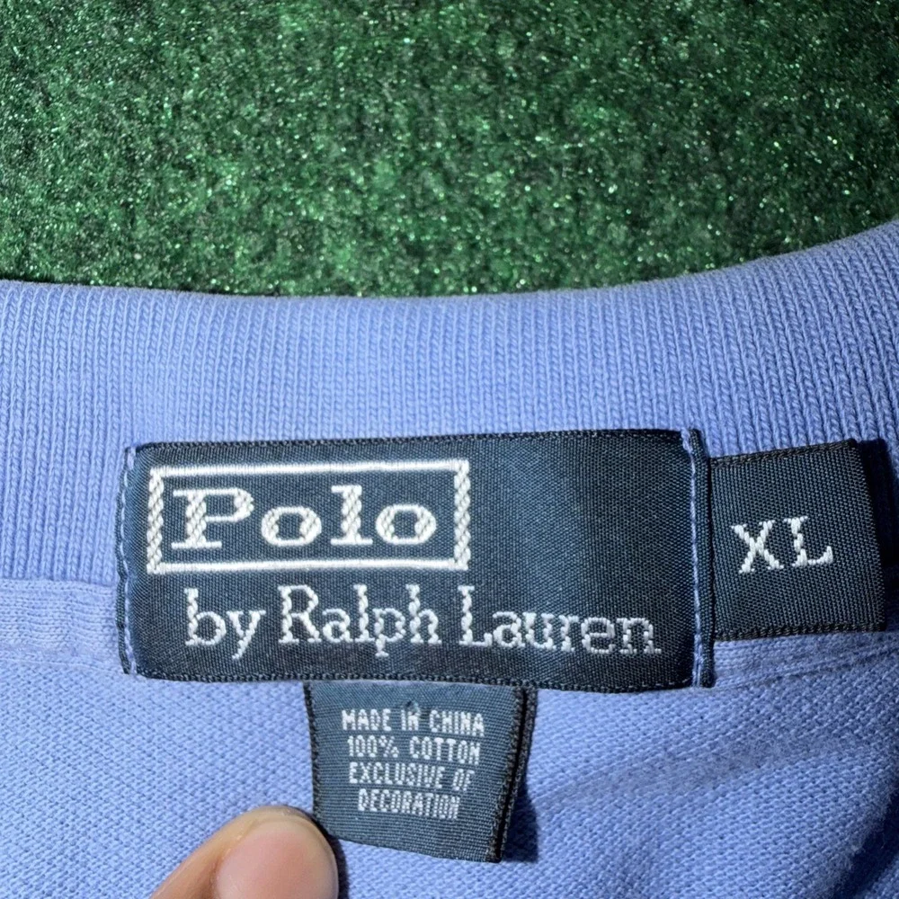 Polo Ralph Lauren Blue Polo Shirt Men's Size XL Orange Horse 100% Cotton